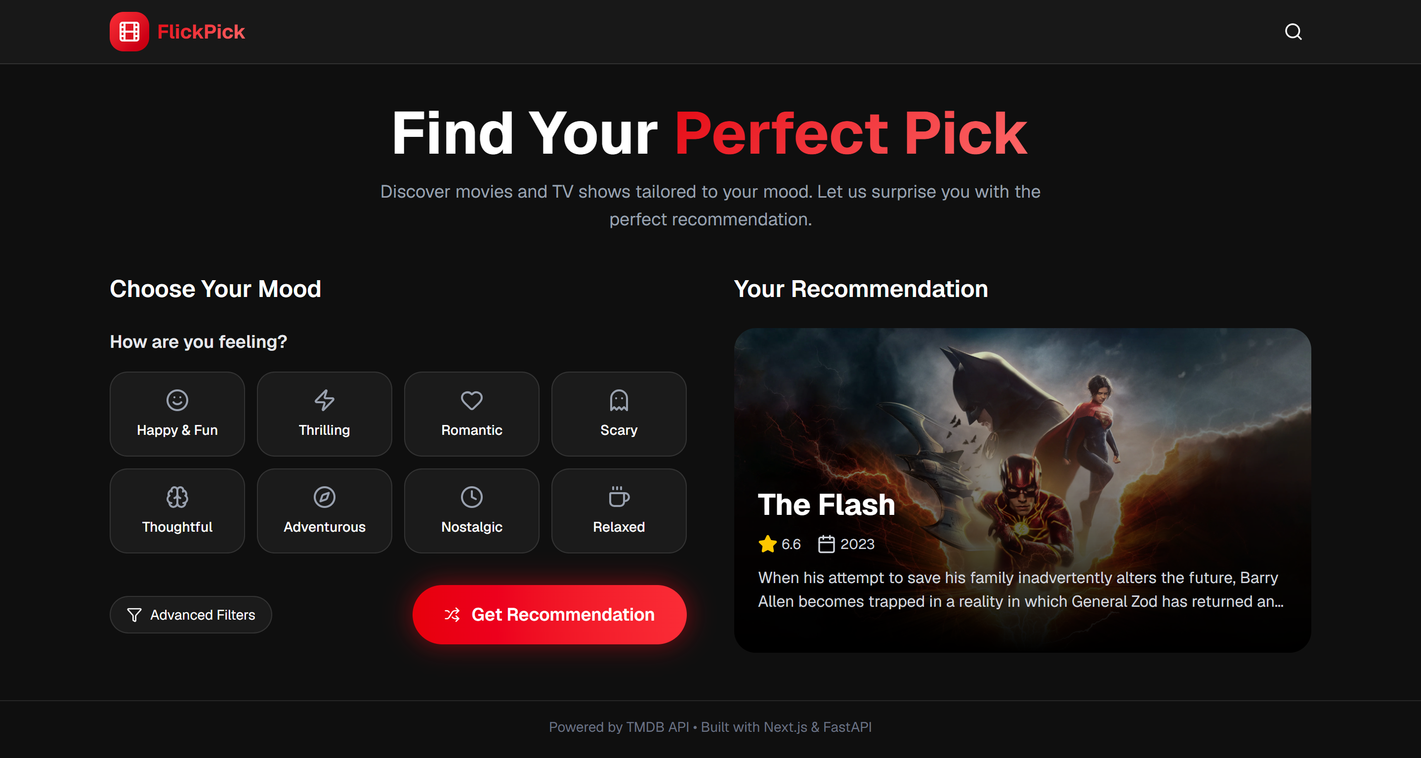 FlickPick application screenshot